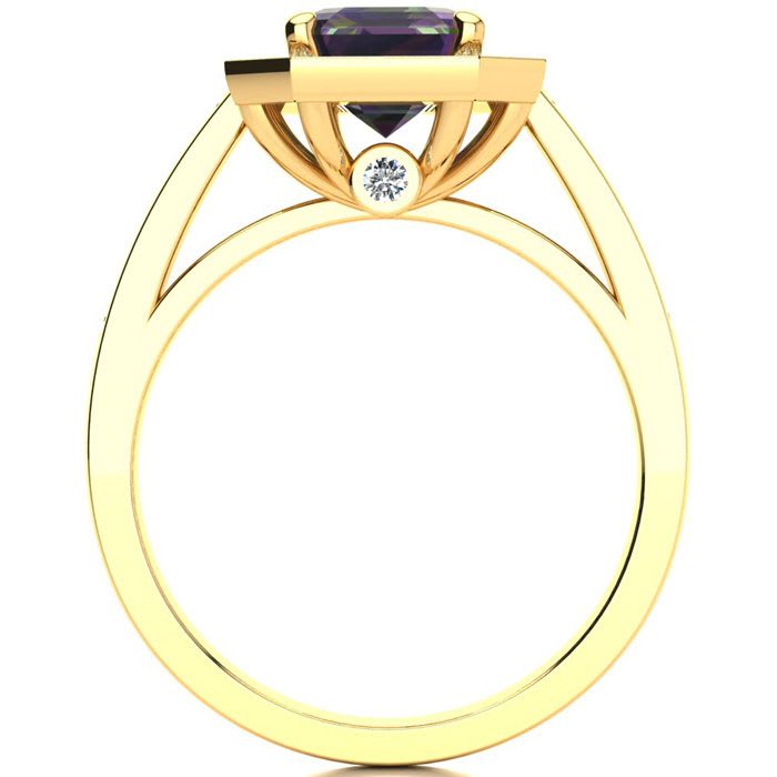 2-1/2 Carat Octagon Shape Mystic Topaz Ring With Diamond Halo In 14 Karat Yellow Gold