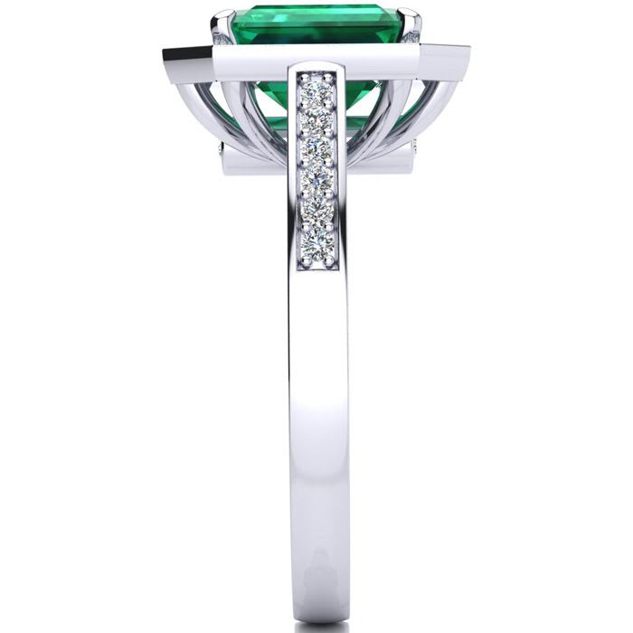 2 1/2 Carat Emerald and Halo Diamond Ring In 14 Karat White Gold
