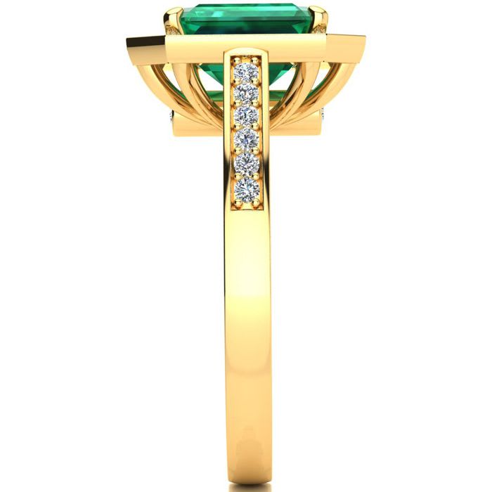 2 1/2 Carat Emerald and Halo Diamond Ring In 14 Karat Yellow Gold