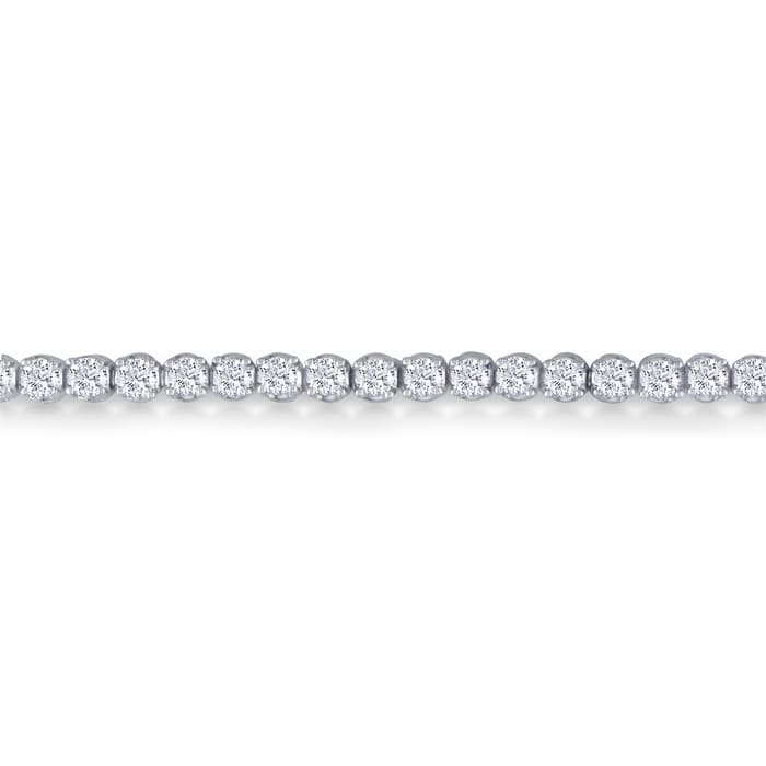CUSTOM BEZEL SETTING 8 Inch, 3 1/2ct Round Based Diamond Tennis Bracelet in 14k White Gold