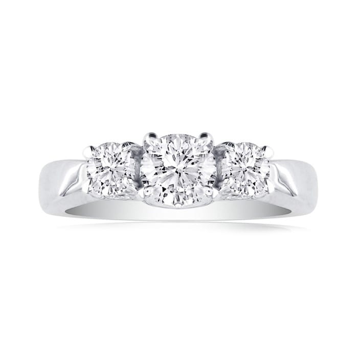 Cheap Engagement Rings, 1/4ct Three Diamond Ring in White Gold