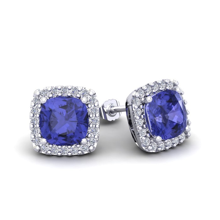 December Birthstone Tanzanite Earrings 2 1 4 Carat Cushion Cut