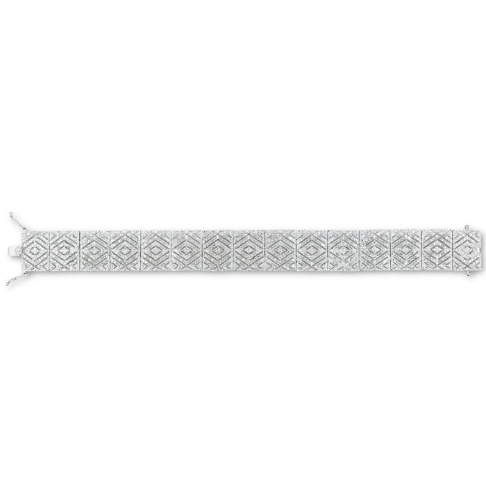 2 Carat Diamond Art Deco Bracelet, 7 Inches, Incredible Wide Amazing Diamond Bracelet! Very Beautiful In Person, You Won't Believe It!
