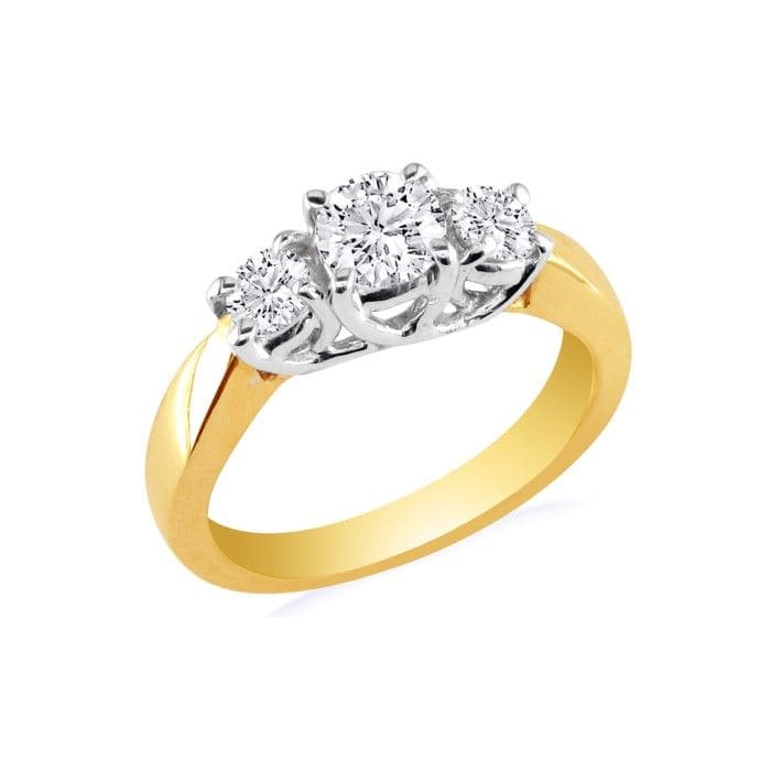 1/4ct Three Diamond Engagement Ring In 10k Yellow Gold