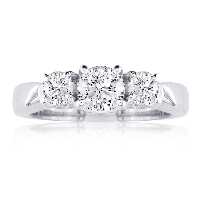 1/2ct Engagment Three Diamond Ring in 14k White Gold