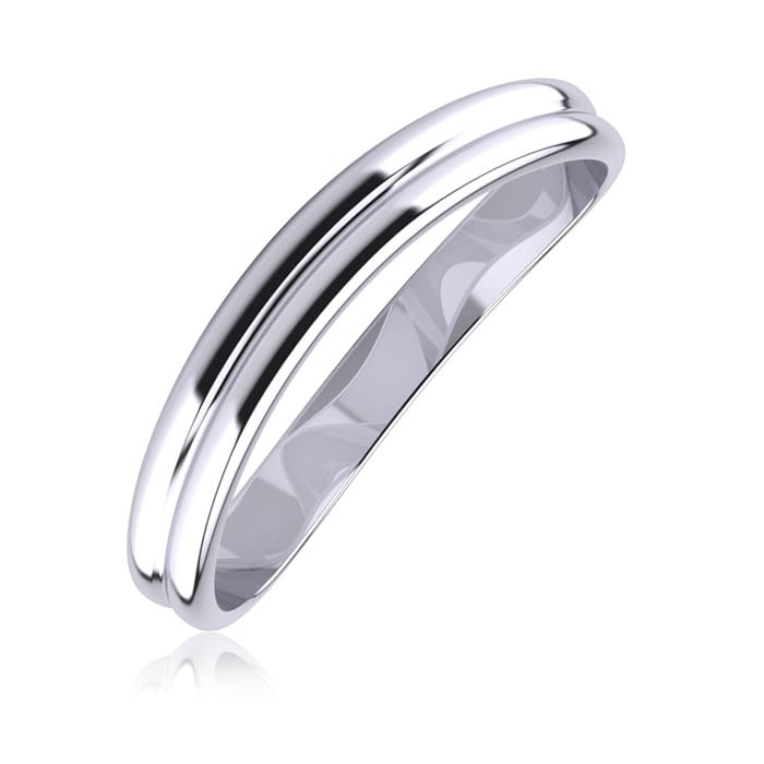 10K White Gold 3MM Comfort Fit Curved Double Wave Thumb Rings