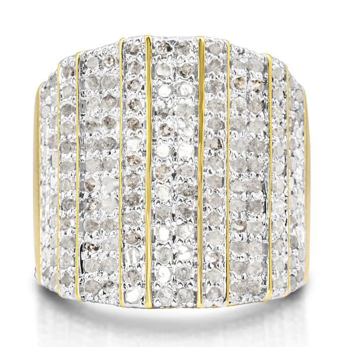 2 Carat 14-Row Diamond Band Ring In Yellow, NATURAL ROUGH CUT DIAMONDS. AMAZING FOR THE MONEY! DIAMOND ARE SEMI-ROUGH, REFLECT, NOT SHINE