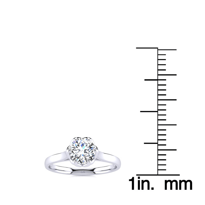 Round Engagement Rings, 3/4 Carat Diamond Solitaire Engagement Ring Crafted In 14 Karat White Gold