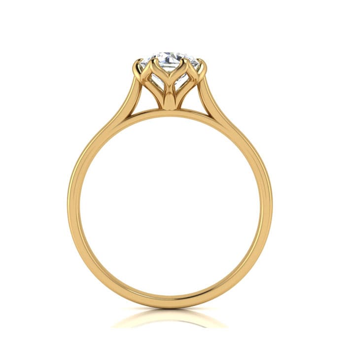 Round Engagement Rings, 3/4 Carat Diamond Solitaire Engagement Ring Crafted In 14 Karat Yellow Gold
