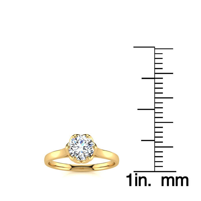 Round Engagement Rings, 3/4 Carat Diamond Solitaire Engagement Ring Crafted In 14 Karat Yellow Gold
