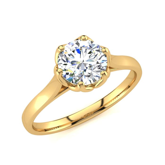 Round Engagement Rings, 1 Carat Diamond Solitaire Engagement Ring Crafted In 14 Karat Yellow Gold