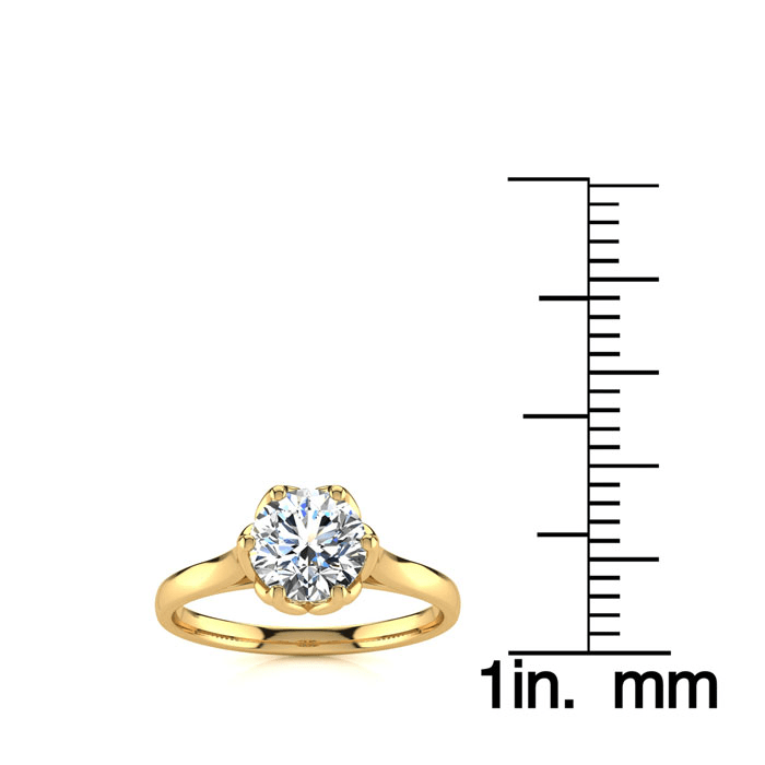Round Engagement Rings, 1 Carat Diamond Solitaire Engagement Ring Crafted In 14 Karat Yellow Gold