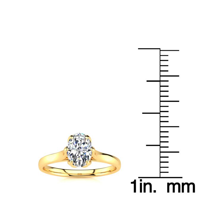 3/4 Carat Oval Shape Solitaire Engagement Ring In 14 Karat Yellow Gold