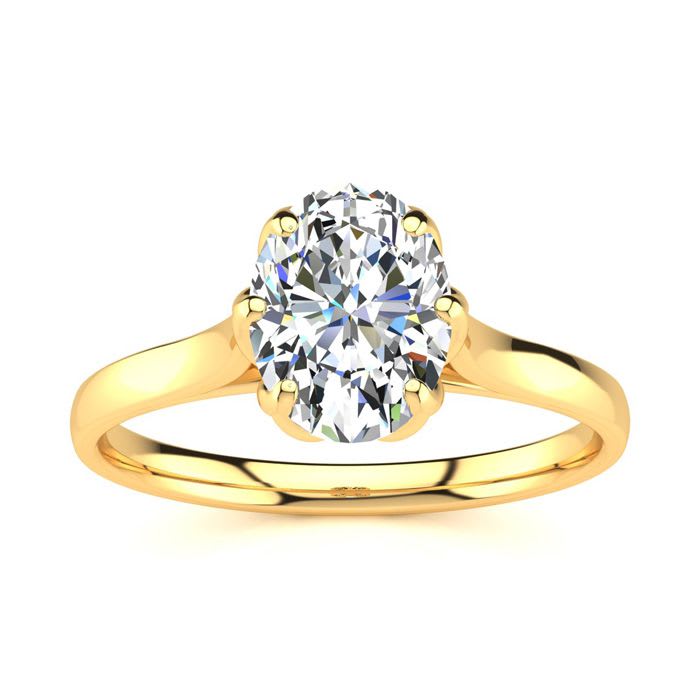 1 Carat Oval Shape Solitaire Engagement Ring In 14 Karat Yellow Gold