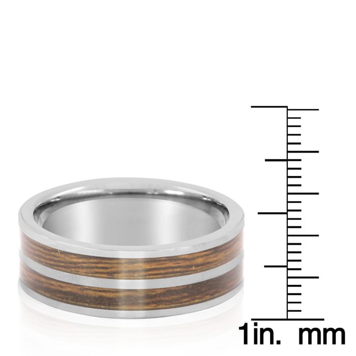 8MM Ethically Sourced Koa Wood and Tungsten Carbide Double Row Ring
