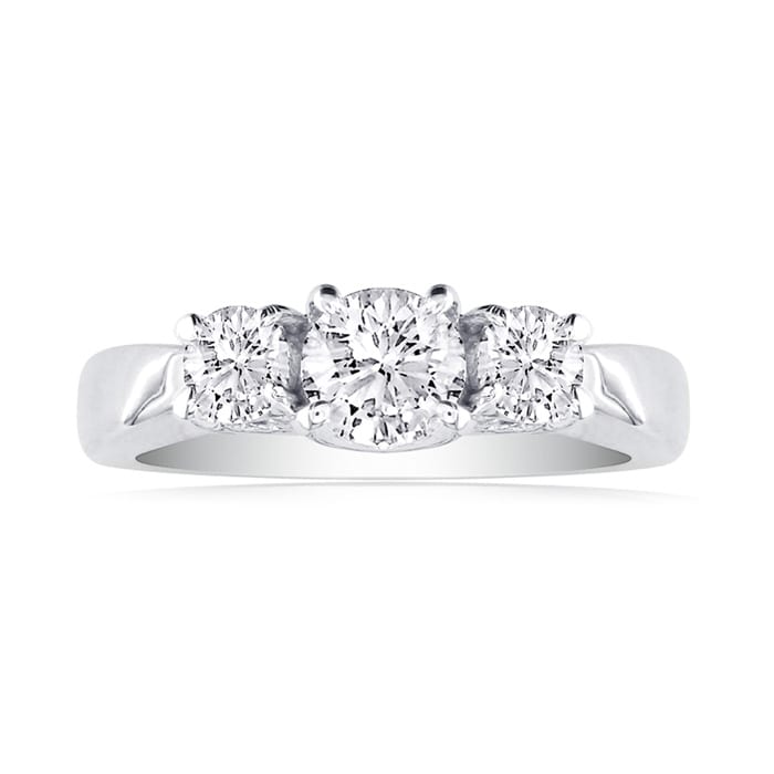 3/4ct Trellis Motif Three Diamond Ring in 14k White Gold