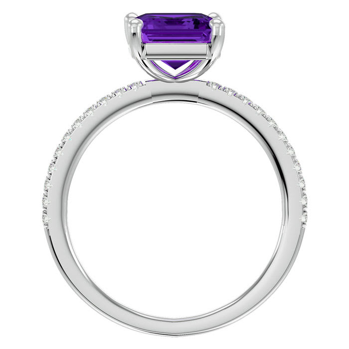 1 1/2 Carat Amethyst and Diamond Ring In 14 Karat White Gold