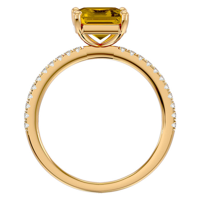 1 1/2 Carat Citrine and Diamond Ring In 14 Karat Yellow Gold