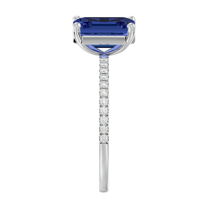 2 Carat Tanzanite and Diamond Ring In 14 Karat White Gold