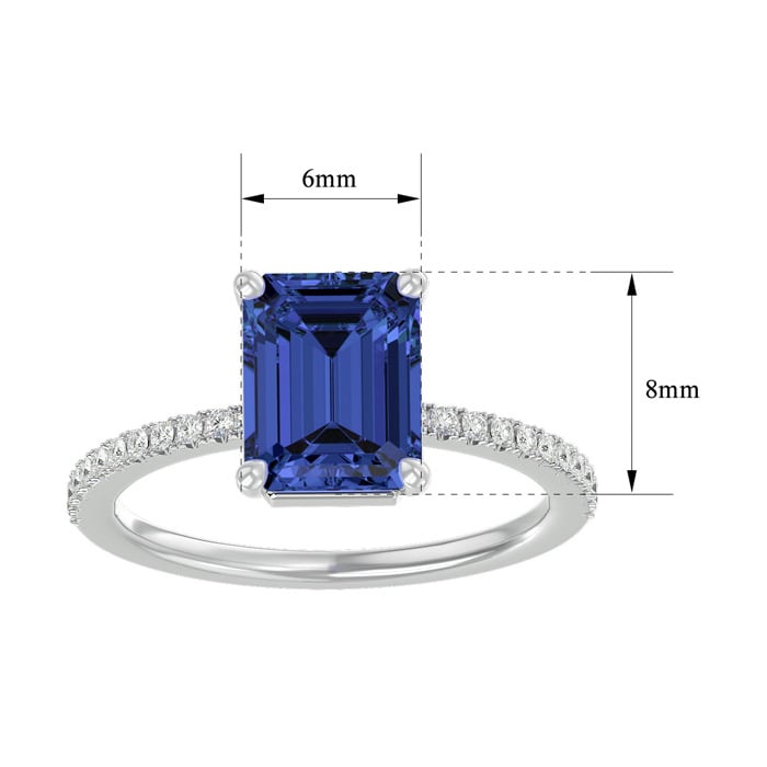 2 Carat Tanzanite and Diamond Ring In 14 Karat White Gold