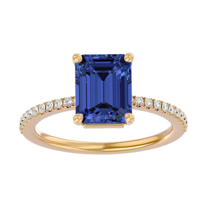 2 Carat Tanzanite and Diamond Ring In 14 Karat Yellow Gold