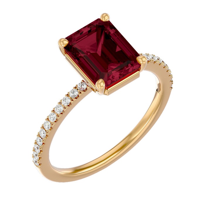 Garnet Ring: Garnet Jewelry: 2 Carat Garnet and Diamond Ring In 14 Karat Yellow Gold
