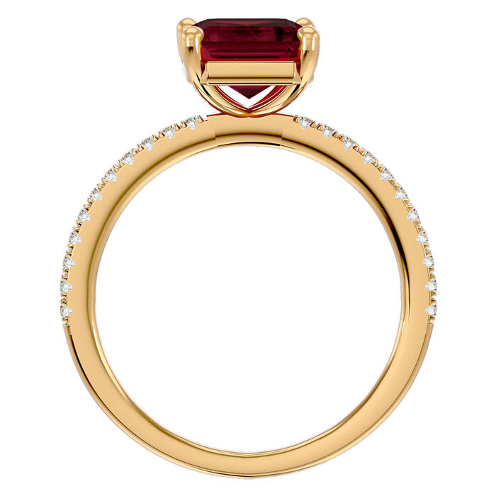 Garnet Ring: Garnet Jewelry: 2 Carat Garnet and Diamond Ring In 14 Karat Yellow Gold