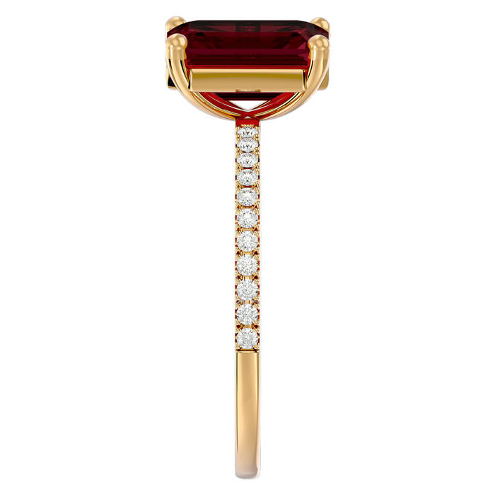 Garnet Ring: Garnet Jewelry: 2 Carat Garnet and Diamond Ring In 14 Karat Yellow Gold