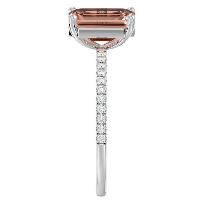 1-1/2 Carat Morganite and Diamond Ring In 14 Karat White Gold