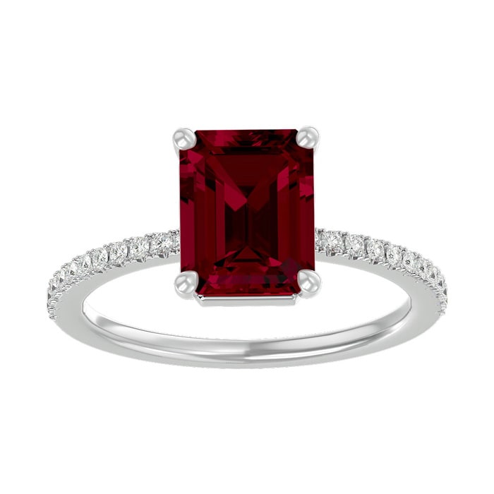 2 1/3 Carat Ruby and Diamond Ring In 14 Karat White Gold