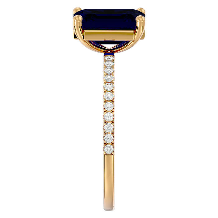 2 1/2 Carat Sapphire and Diamond Ring In 14 Karat Yellow Gold