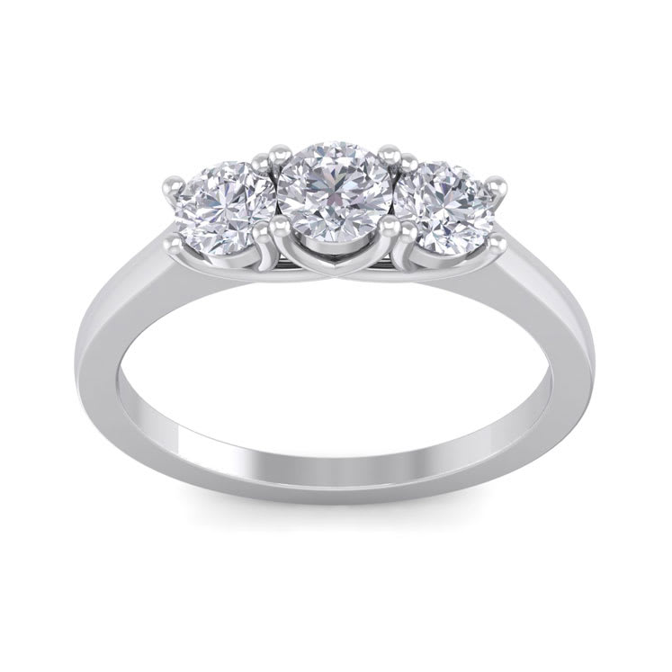 1 Carat Three Diamond Ring In 14 Karat White Gold