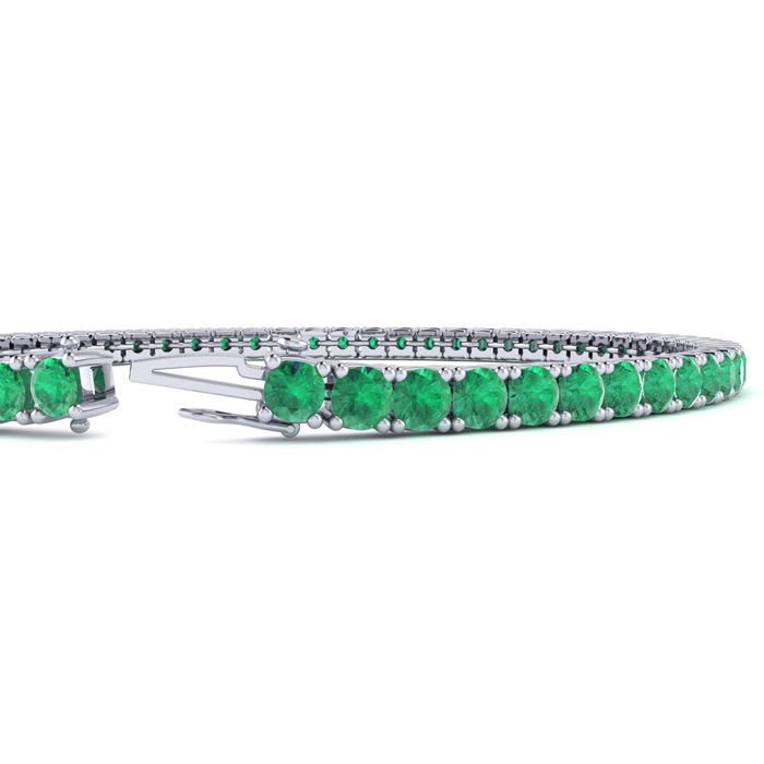 6 Carat Emerald Tennis Bracelet In 14 Karat White Gold, 9 Inches