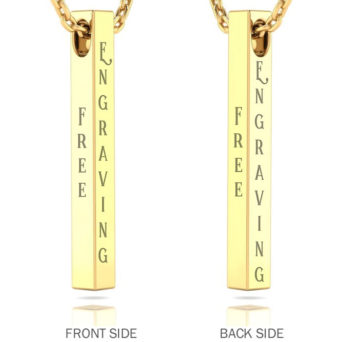 14k Yellow Gold Over Sterling Silver 3d Vertical Bar Necklace With