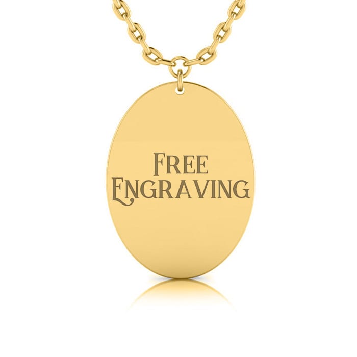 14k Yellow Gold Over Sterling Silver Oval Disc Necklace With Free Custom Engraving 18 Inches Superjeweler