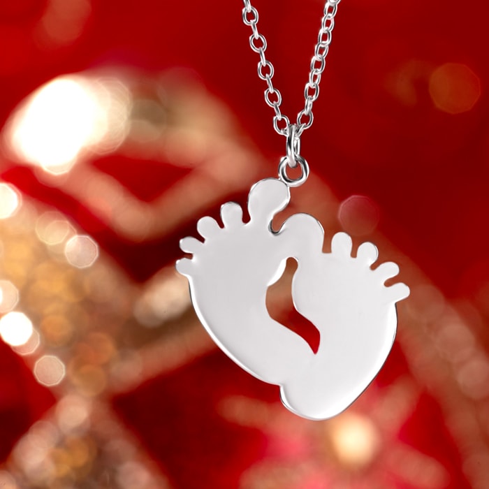 Sterling Silver Footprint Necklace, 18 Inches