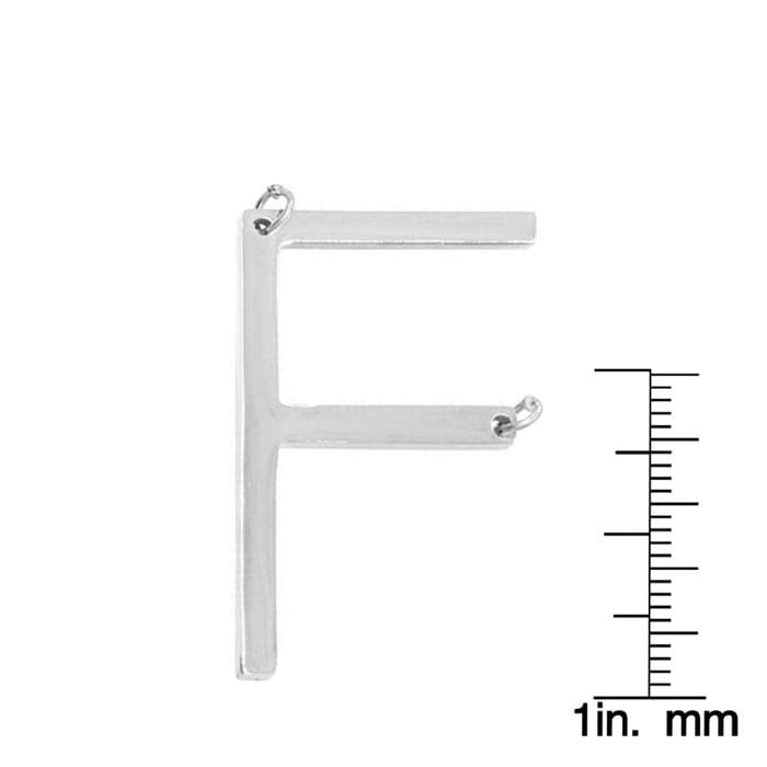 F Initial Sideways Necklace In Silver Overlay, 18 Inches