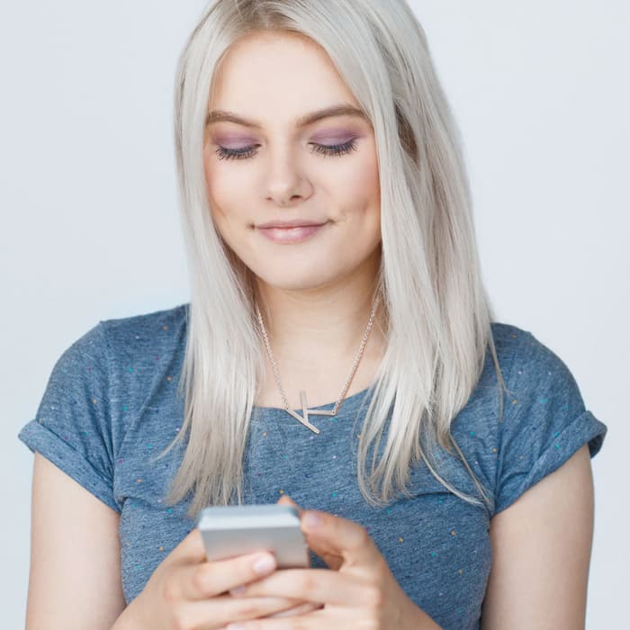 K Initial Sideways Necklace In Silver Overlay, 18 Inches