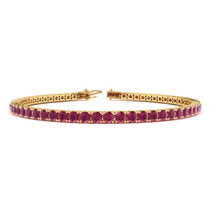 Ruby Bracelet; Ruby Tennis Bracelet; 4 1/2 Carat Ruby Tennis Bracelet In 14 Karat Yellow Gold