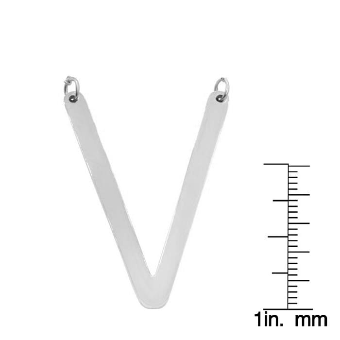 V Initial Sideways Necklace In Silver Overlay, 18 Inches
