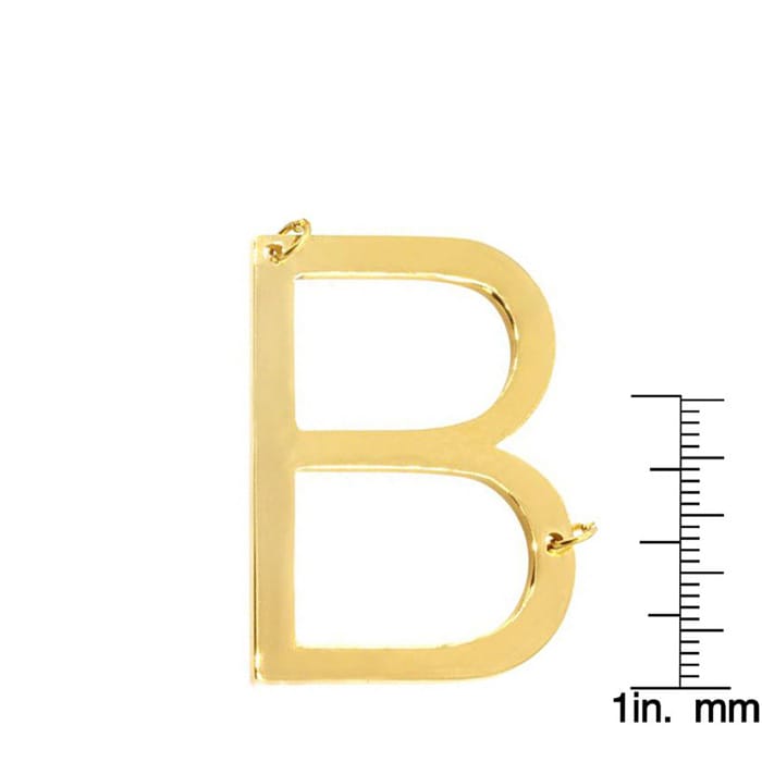 B Initial Sideways Necklace In Gold Overlay, 18 Inches
