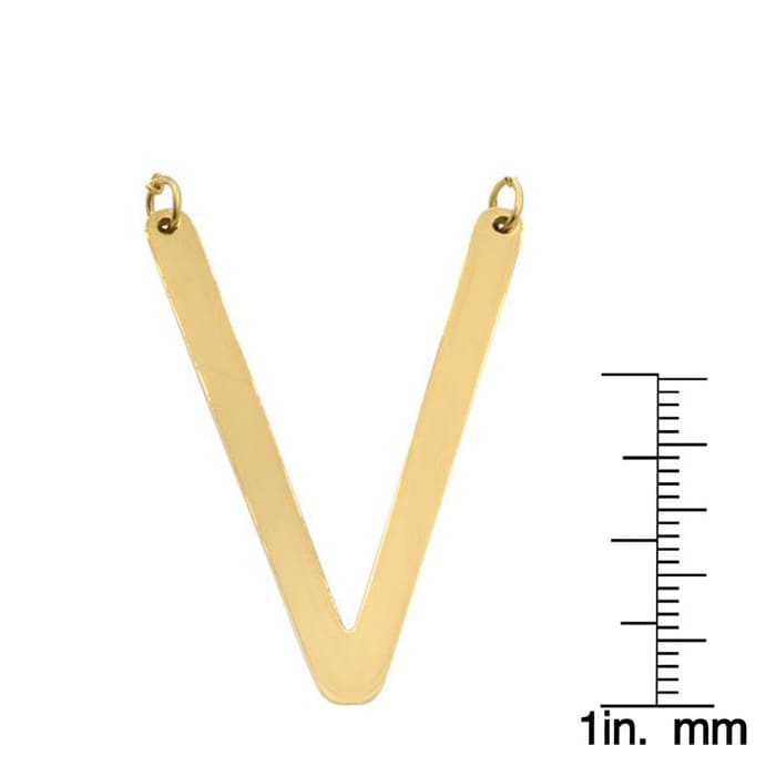 V Initial Sideways Necklace In Gold Overlay, 18 Inches