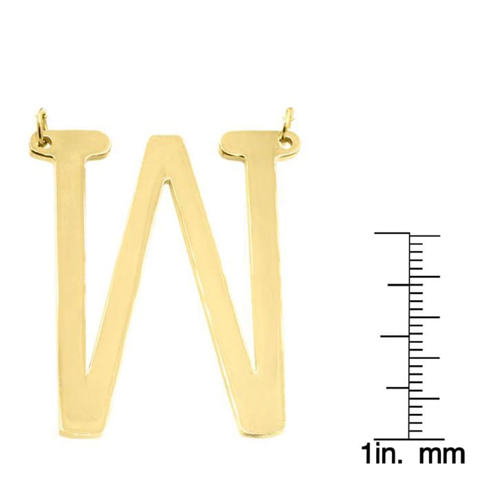 W Initial Sideways Necklace In Gold Overlay, 18 Inches