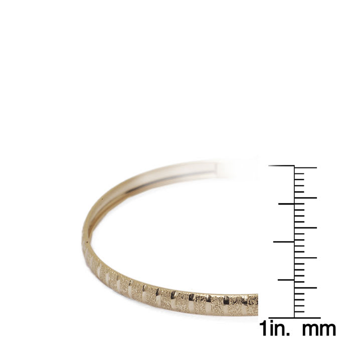 10K Yellow Gold Flexible Bangle Bracelet With Brush Design, 7 Inches