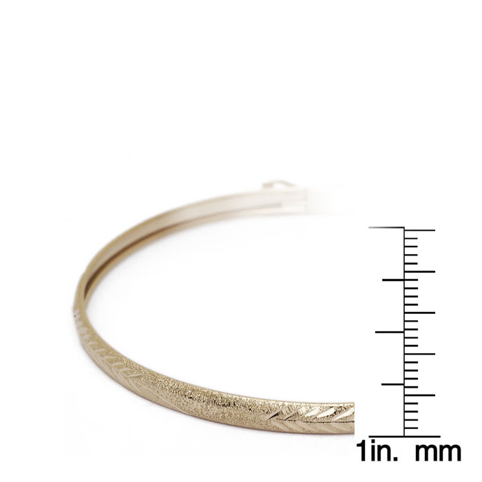 10K Yellow Gold Flexible Bangle Bracelet With Filigree Design, 8 Inches