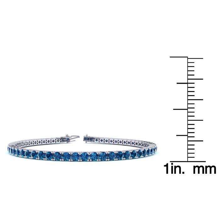 4 1/4 Carat Blue Diamond Tennis Bracelet In 14 Karat White Gold, 7 1/2 Inches