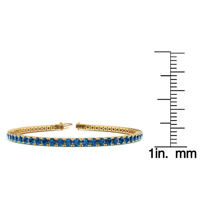 4 1/4 Carat Blue Diamond Tennis Bracelet In 14 Karat Yellow Gold, 7 1/2 Inches