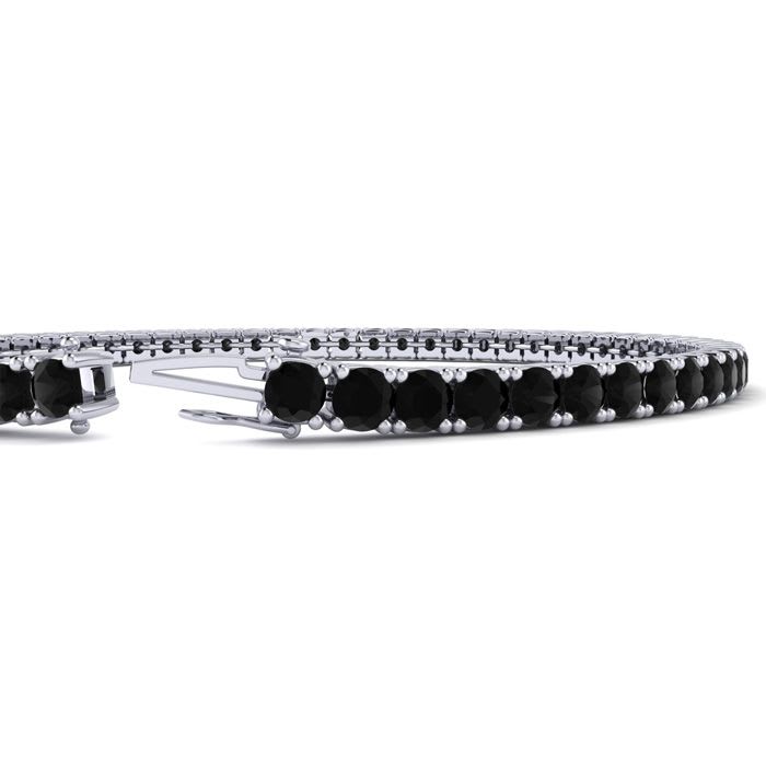 4 1/4 Carat Black Diamond Tennis Bracelet In 14 Karat White Gold, 7 1/2 Inches
