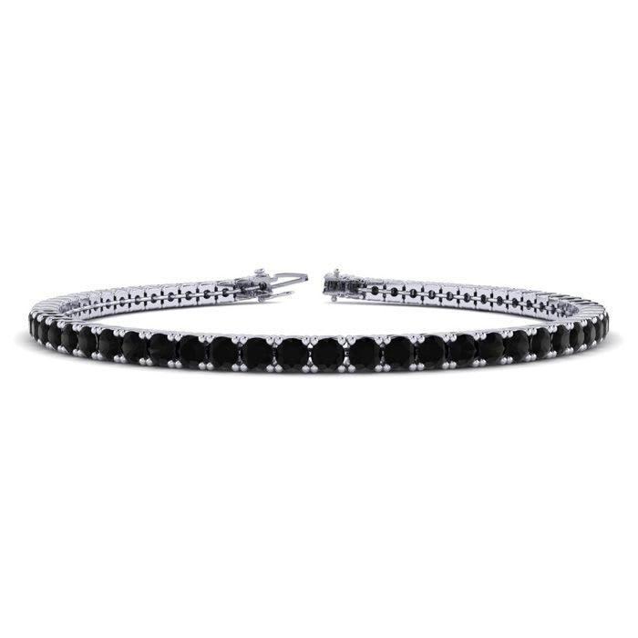 4 3/4 Carat Black Diamond Tennis Bracelet In 14 Karat White Gold, 8 1/2 Inches
