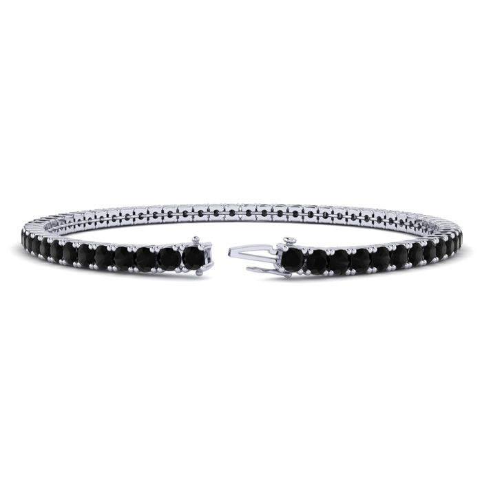 4 3/4 Carat Black Diamond Tennis Bracelet In 14 Karat White Gold, 8 1/2 Inches